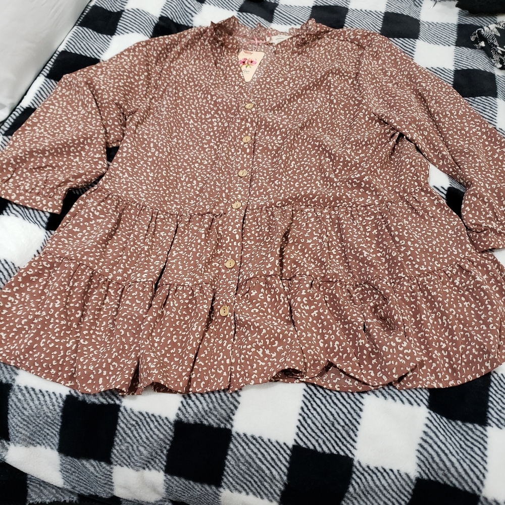 Womens Babydoll Buttondown Blouse/Tunic